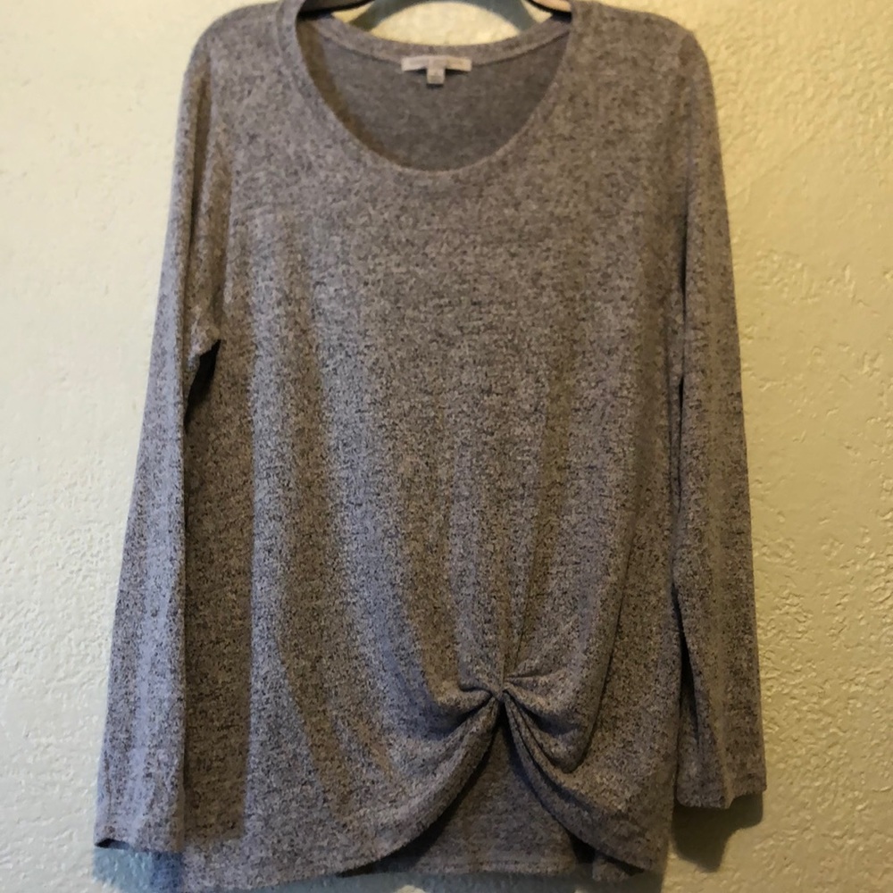 Green envelope gray sweatshirt